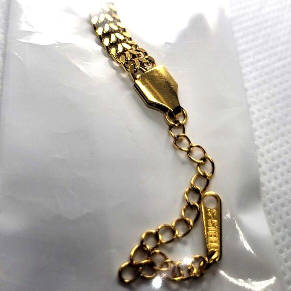 Gold Plated Stainless Steel Bracelet with CZ - 6-8 inches - New - Picture 5 of 7